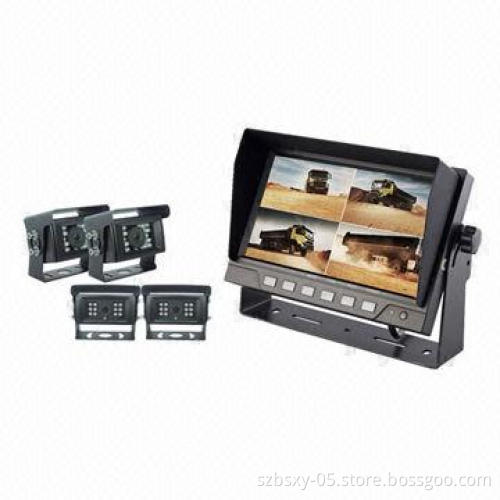 Rear-view Camera System with 7-inch 4-CH Digital Quad Monitor and Waterproof Cameras